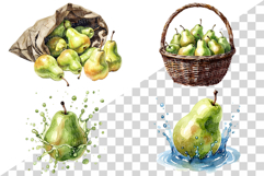 Red Pear | Watercolor fruit fresh ripe juicy png Clipart Product Image 3