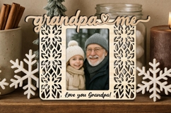 SVG Grandpa Me Snowflake Winter Photo Frame Laser Gift Kids Product Image 3