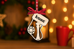 Christmas Letter I Sock SVG Ornament Monogram Alphabet Laser Product Image 3