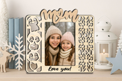 SVG Christmas Penguin Mom Photo Frame Laser Gift Winter Pic Product Image 3