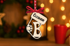 Christmas Ornament Letter E SVG Sock Monogram Laser Alphabet Product Image 3