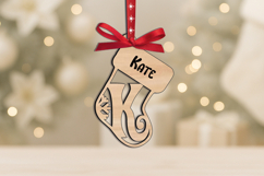 SVG Sock Christmas Letter K Ornament Monogram Alphabet Laser Product Image 3