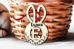 Bunny Easter Letter E Laser Basket Tag Ornament SVG Flowers Product Image 3