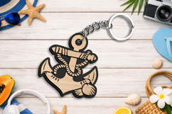 SVG Summer Anchor Laser Keychain Present Accessory Gift Product Image 3