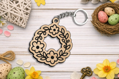 Flower Wreath Spring Keychain Laser SVG Gift Present Custom Product Image 3
