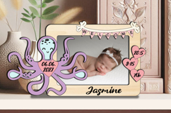 Octopus Baby Photo SVG Laser Gift Frame Board Newborn Pic Product Image 3