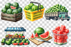 Watermelon PNG | Watercolor Fruit Summer Refreshment Clipart Product Image 4