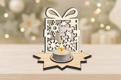 Snowflake Winter Pattern Candle Holder SVG Laser Present Product Image 3