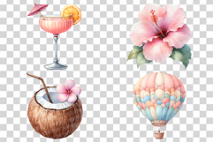 Pink Summer Vacation | Watercolor Beach Travel Holiday PNG Product Image 3