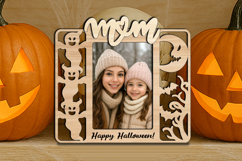SVG Halloween Mom Photo Frame Laser Gift Scary Ghost Moon Product Image 3