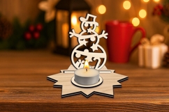 SVG Christmas Tree Pattern Snowman Candle Holder Laser Gift Product Image 3