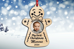 SVG Ginger Figure First Christmas Baby Photo Ornament Laser Product Image 3