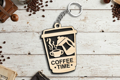 Coffee Time Cup Mug Keychain Gift SVG Laser Present Takeaway Product Image 3