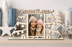 SVG Christmas Mom and Me Photo Frame Laser Present Winter Product Image 3