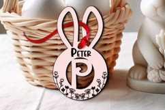 Letter P Basket Bunny Tag Ornament SVG Laser Easter Flowers Product Image 3