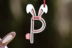 Easter Letter P Laser Basket Tag Ornament SVG Bunny Cut Gift Product Image 3