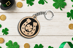 Horse Shoe Keychain SVG Patrick Day Laser Lucky Charm Gift Product Image 3
