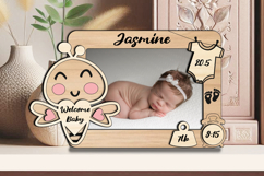 SVG Bee Baby Photo Frame Laser Digital Download Newborn Pic Product Image 3
