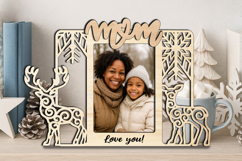 Deer Couple SVG Christmas Mom Photo Frame Laser Gift Winter Product Image 3