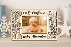 Baby First Christmas Photo Frame SVG Snowman Deer Laser Gift Product Image 3