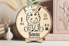 Zebra Baby Announcement Round Board Circle Sign SVG Laser Product Image 3
