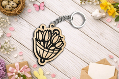 Spring Bouquet Keychain Laser SVG Gift Accessory Easter Home Product Image 3