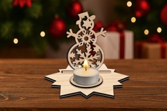 SVG Snowflakes Pattern Snowman Christmas Candle Holder Laser Product Image 4