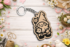 Spring Gnome Flowers Keychain Laser SVG Gift Accessory Home Product Image 3