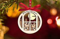 SVG Deer Peeking Home Merry Christmas Ornament Laser Decor Product Image 3