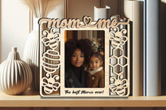 Bee Mom and Me Frame Photo SVG Summer Honeycomb Laser Gift Product Image 3