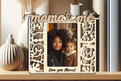 Animals Mama and Me SVG Photo Frame Laser Giraffe Hippo Lion Product Image 3