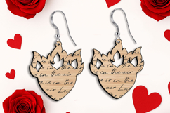 Heart on Fire Engraved Text Earring SVG Laser Valentine Gift Product Image 3