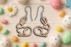 Couple Bunnies Easter Earring SVG Laser Accessory Gift Her Product Image 3