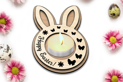 Easter Rabbit Tea Candle Holder Bunny Ears Present SVG Laser Product Image 3