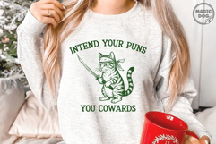 Intend Your Puns You Cowards Funny Cat Pun SVG|Samurai Cat Product Image 3
