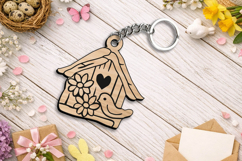 Spring Bird House Keychain Laser SVG Gift Present Accessory Product Image 3