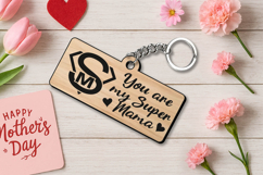 Super Mama Mother's Day Keychain Gift SVG Laser Present Product Image 3