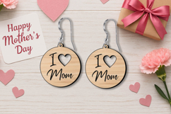 Mother's Day Heart Circle Earrings SVG Mom Design Laser Gift Product Image 3