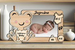 Frog Baby Photo SVG Pic Frame Laser Home Decor Sign Newborn Product Image 3