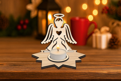 SVG Serenity Angel Candle Holder Laser Christmas Holiday Product Image 3