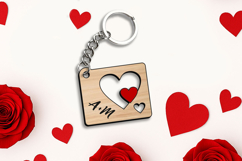 Hearts SVG Key Chain Valentines Day Gift Romantic Love Laser Product Image 3