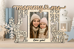 Deer Couple SVG Christmas Mommy &amp; Me Frame Photo Gift Laser Product Image 3