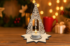 Hope Text Christmas Tree Candle Holder SVG Laser House Decor Product Image 3