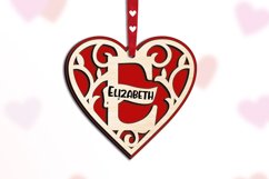 Letter E Valentine Day Laser Cut Gift Love Romantic SVG Product Image 2