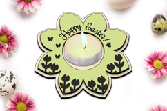 Flower Easter Tea Candle Holder Present Gift SVG Laser Green Product Image 3