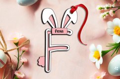 Easter Letter F Laser Basket Tag Ornament SVG Bunny Tail Product Image 3