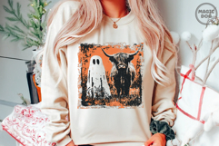 Halloween Fall Highland Cow Ghost|Boo Ghost Highland Cow PNG Product Image 3