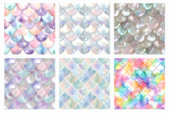 Seamless Mermaid Scales Pattern | Watercolor Background JPG Product Image 3