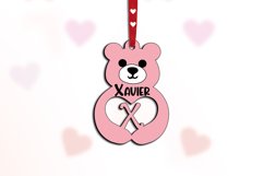 Letter X Valentine Day SVG Love Bear Gift Laser Alphabet Product Image 3