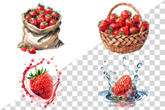Strawberry | Watercolor fruit fresh juicy summer farm png Product Image 3